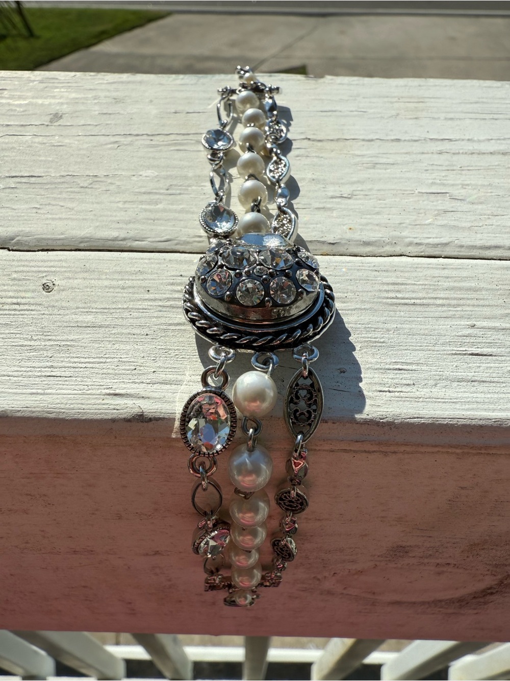 Ginger Snaps Pearl Accent Snap Bracelet with interchangeable center snaps